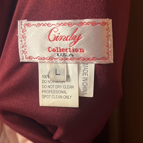 Burgundy and Gold Embellished Long Evening Gown Prom Dress - Picture 4 of 4